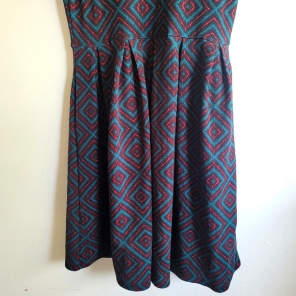 Lularoe, Amelia Dress , Multicolor Diamond Print, Size Medium - Picture 4 of 9